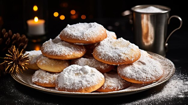 Galletas de azúcar en polvo delicadamente dulces