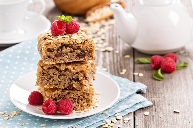 Foto galletas de barra de avena