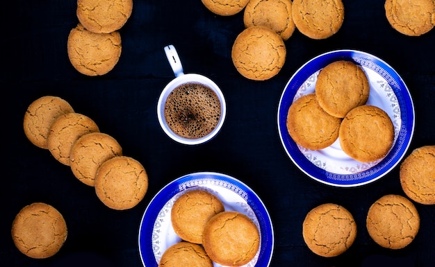 Galletas con café, vista superior