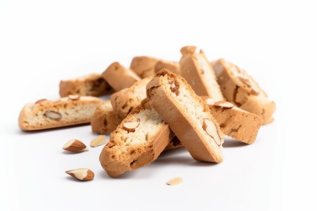 Galletas de Cantuccini sobre un fondo blanco