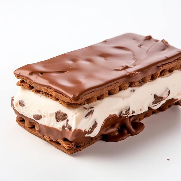 galletas en capas con helado aislado en fondo blanco