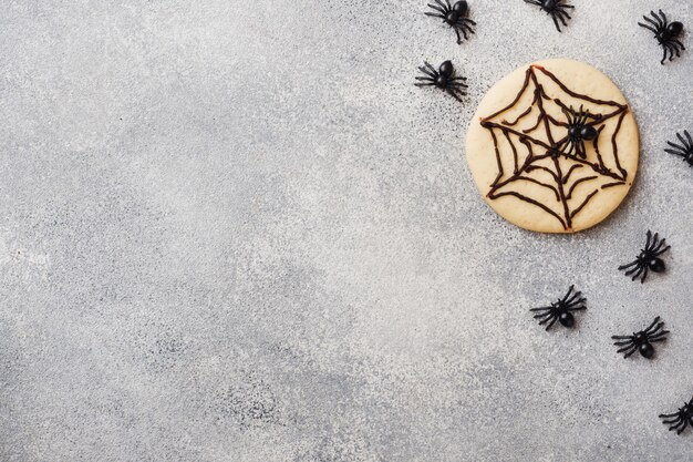 Galletas caseras para Halloween, galletas con tela de chocolate y arañas