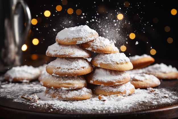 galletas caseras salpicadas con azúcar en polvo