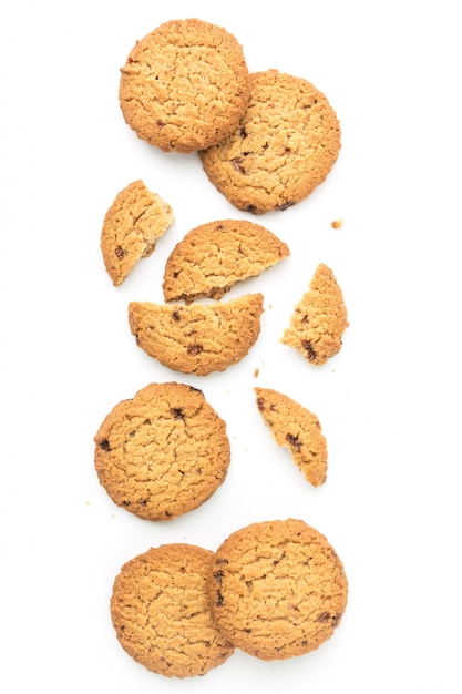 Foto galletas caseras sobre fondo blanco en la vista superior