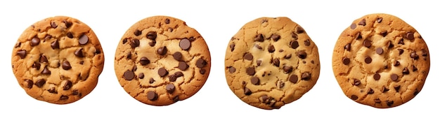 Galletas con chispas de chocolate aisladas en blanco