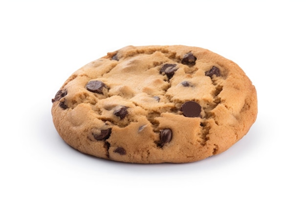 Galletas con chispas de chocolate aisladas sobre fondo blanco Ai generativo