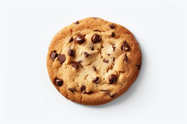 Galletas de chispas de chocolate y almendras aisladas sobre fondo blanco IA generativa