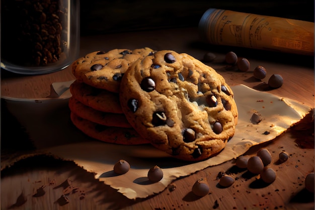 Galletas de chispas de chocolate azúcar alimentos frescos