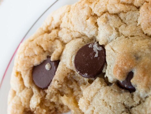 Galletas de chispas de chocolate caseras rotas.