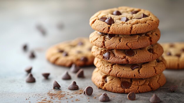 Las galletas de chispas de chocolate en un fondo claro generan una ilustración de IA