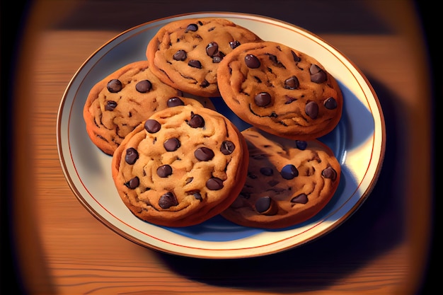 Galletas con chispas de chocolate marrón comida fresca