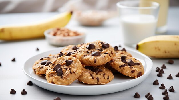 Galletas con chispas de chocolate y plátano crudo