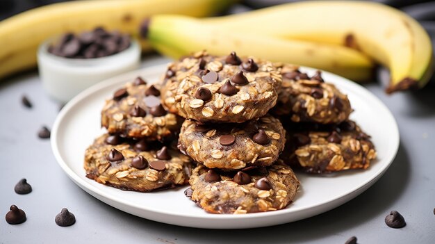 Galletas con chispas de chocolate y plátano crudo