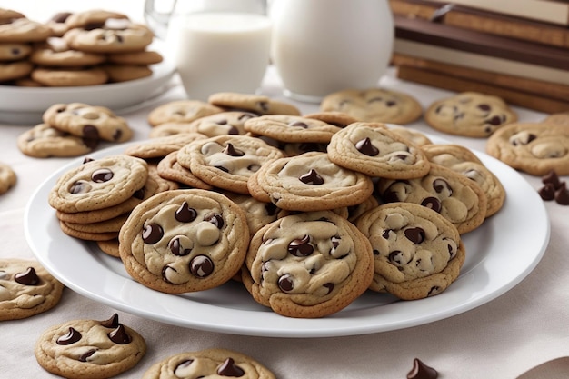 Galletas de chispas de chocolate en un plato