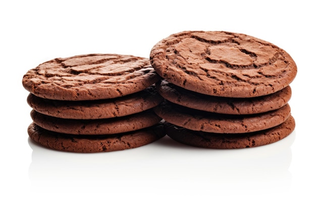 Foto galletas de chocolate aislado sobre un fondo blanco.