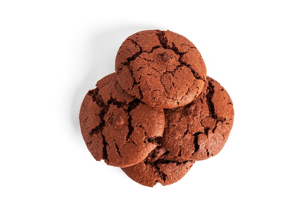 Galletas de chocolate americano aisladas en un fondo blanco. foto de alta calidad