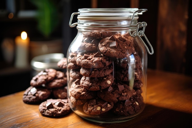 Galletas de chocolate en el frasco