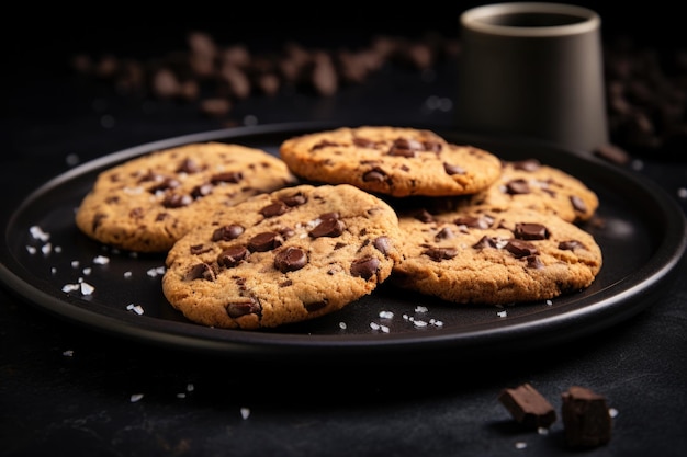 Las galletas de chocolate Keto en un plato matte negro