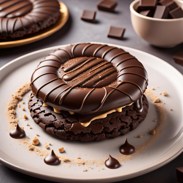 Galletas de chocolate en un plato blanco