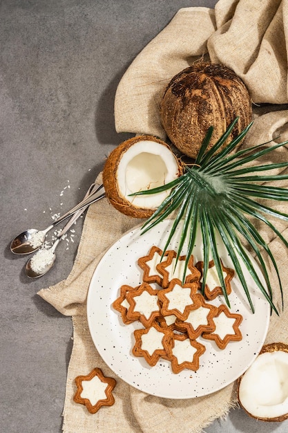 Galletas de coco sin gluten y sin lactosa Repostería casera saludable estilo de vida vegano