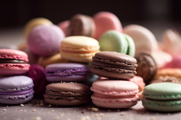 Galletas de colores de macarrones Generados por IA