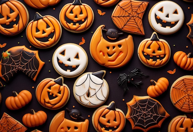 Foto galletas decoradas con colores de halloween