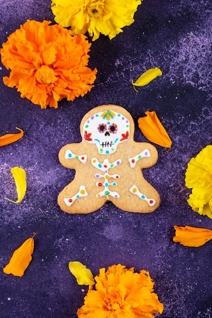 Foto galletas del día de muertos en forma de calavera de azúcar