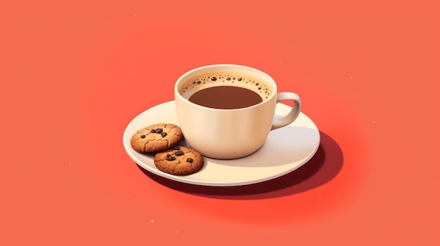 Galletas y una dulce taza de chocolate caliente perfectas para mañanas acogedoras generadas por IA