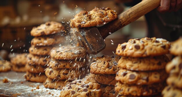 Las galletas están salpicadas de helado