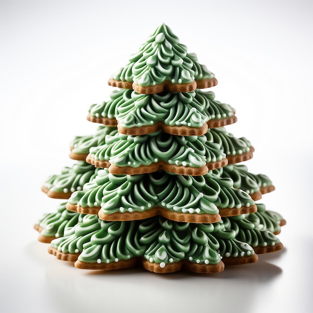 Galletas en forma de árbol de Navidad aisladas sobre un fondo blanco