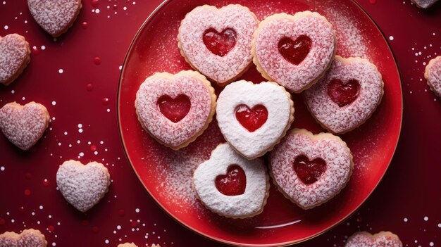 Galletas de frambuesa en forma de corazón