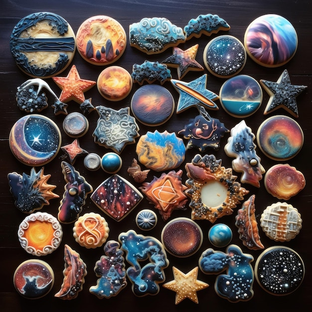 Galletas de glaseado del universo de estrellas espaciales