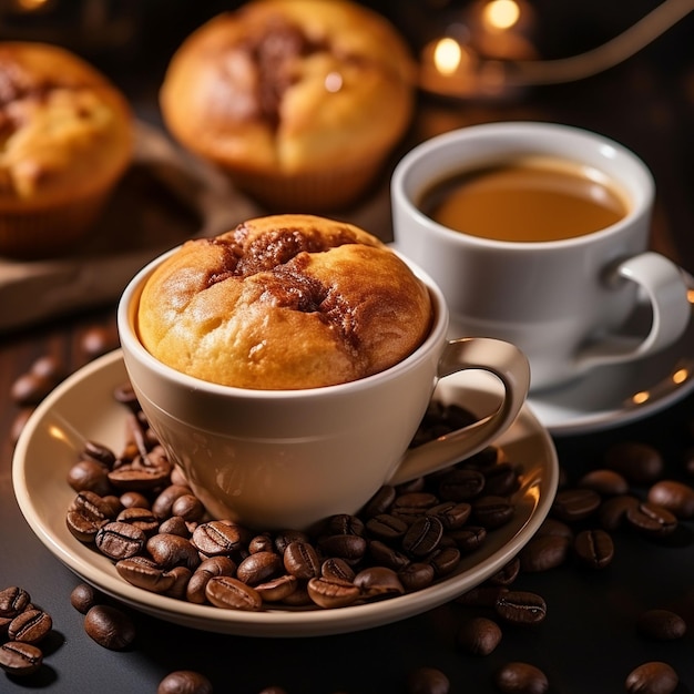 Galletas hechas en casa con una taza de café.