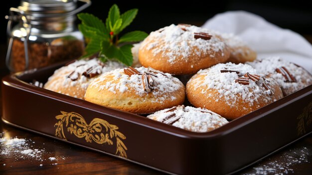 Galletas horneadas con azúcar en polvo