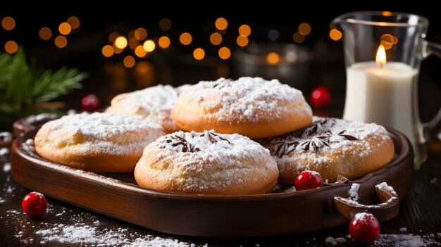 Galletas horneadas con azúcar en polvo