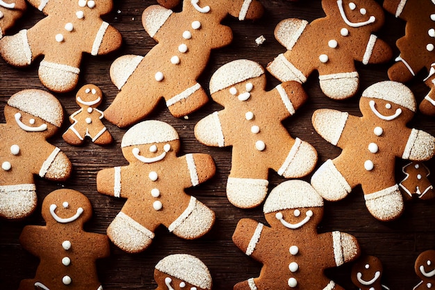 Galletas de jengibre caseras de Navidad en la mesa