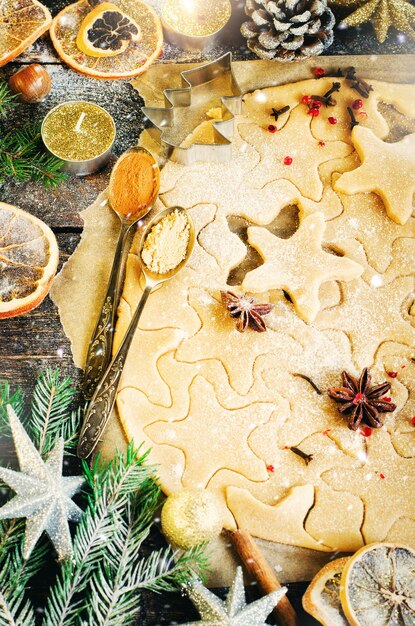 Galletas de jengibre. Fondo de navidad