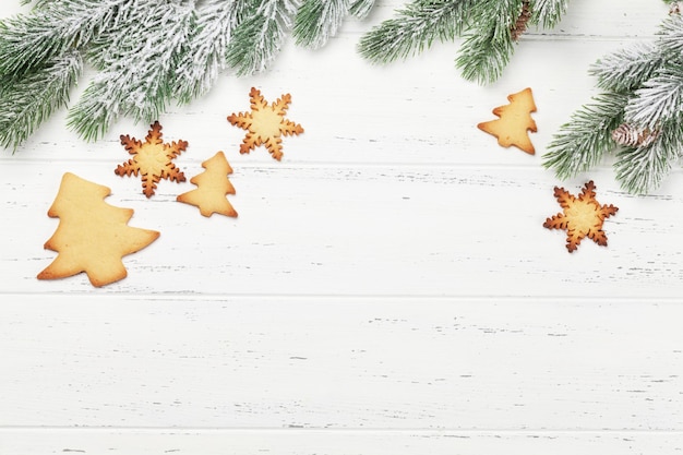 Galletas de jengibre de navidad y abeto de navidad