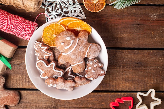 Galletas de jengibre tarjeta de navidad dulce año nuevo convite postre canela jengibre comida fresca merienda