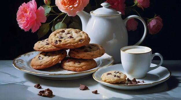 galletas y leche generadas por IA