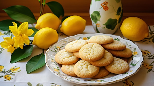 Galletas de limón en plato