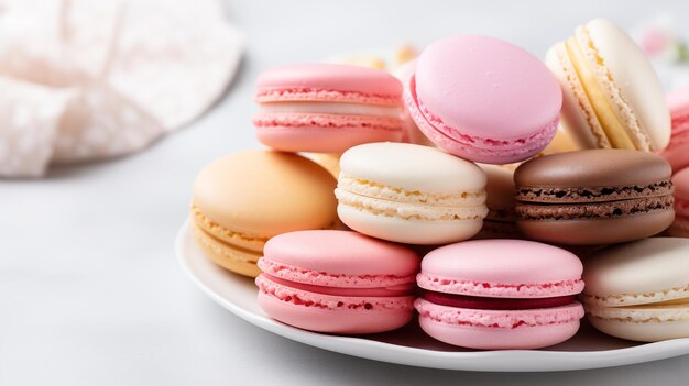 galletas de macarrón aisladas sobre un fondo blanco