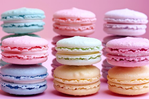 Galletas de macarrón en colores pastel