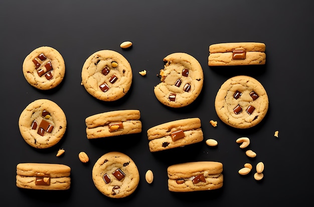 galletas con maní y caramelo en un bl