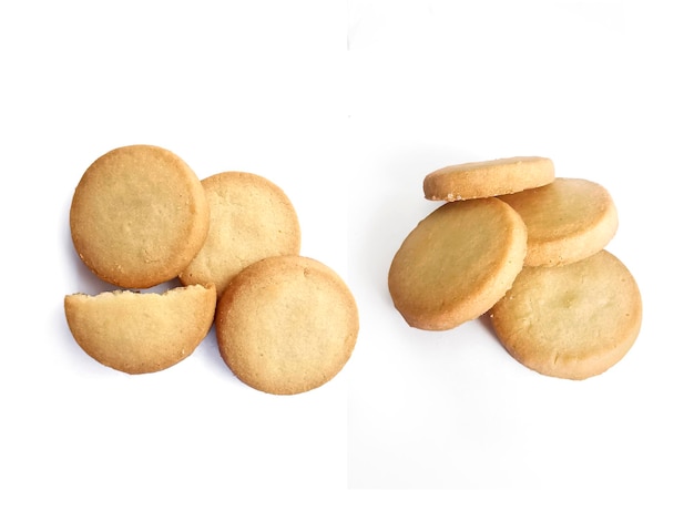 Galletas de mantequilla aisladas sobre fondo blanco