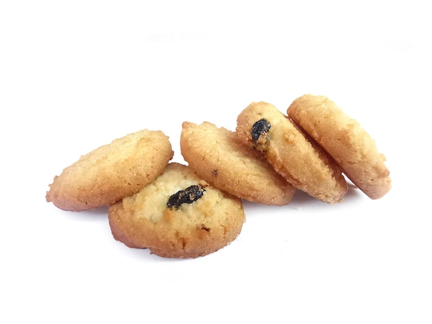 Galletas de mantequilla aisladas sobre fondo blanco