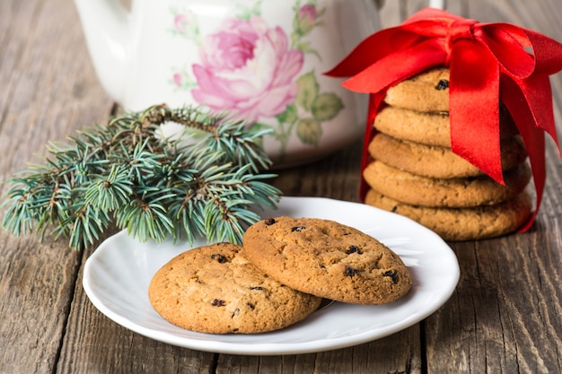 Galletas de mantequilla navideñas con pasas