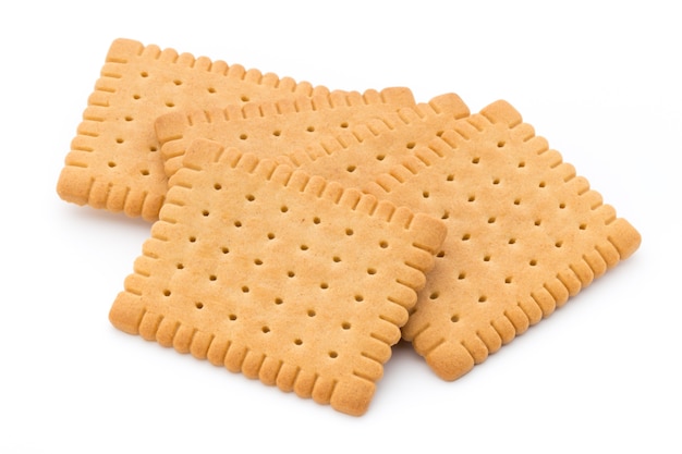 Galletas de mantequilla sobre fondo blanco.