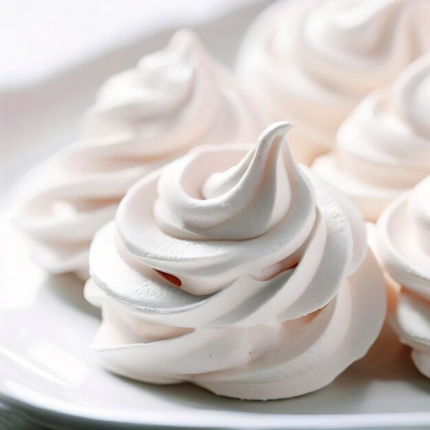 Foto galletas de merengue en plato blanco