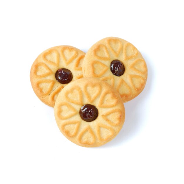 Galletas con mermelada de arándanos en blanco